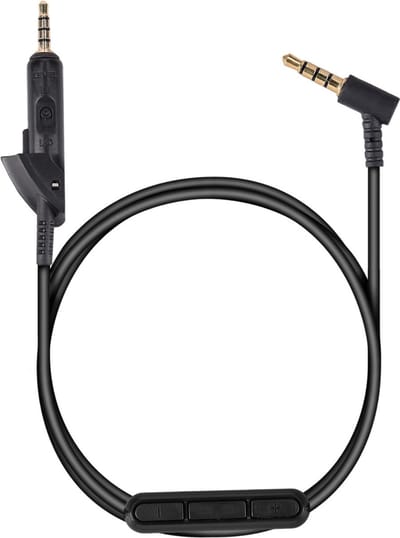 kwmobile koptelefoonkabel geschikt voor Bose QuietComfort 15 - Reservekabel 150 cm - Met microfoon en volumeregelaar - 3,5 mm aansluiting