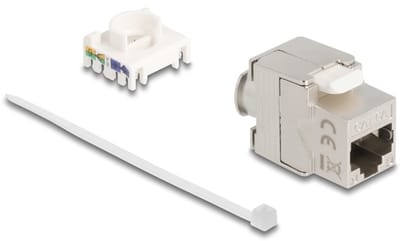 Delock Keystone Module slimline / shortbody RJ45 jack to LSA Cat.6A shielded 180° toolfree
