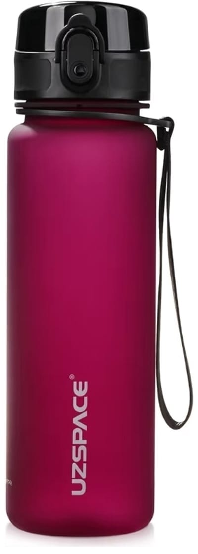 Drinkfles UZSPACE Waterfles -500 ml – BPA-Vrije Tritan Waterfles – 100% Lekvrij – Herbruikbare Sportfles met 1-Klik Deksel – Voor School, Sport & Kantoor – Paars