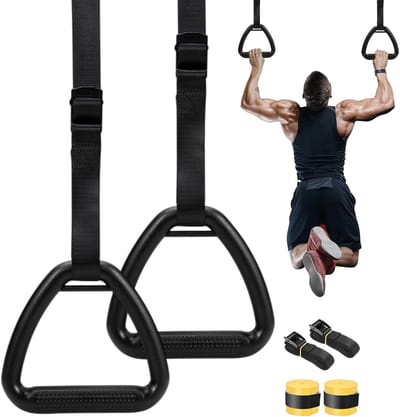 Gymnastiekringen - Sportringen Fitnessringen - Krachtraining Thuis - Verstelbare Antislip Grip - 500kg Draagvermogen - Zwart