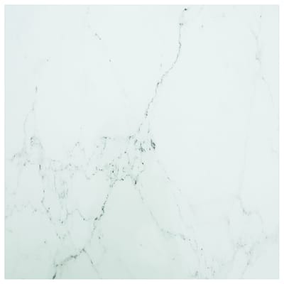 vidaXL - Tafelblad - marmerontwerp - 6 - mm - 70x70 - cm - gehard - glas - wit