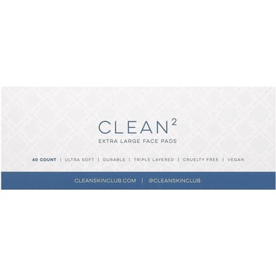Clean Skin Club, Clean2 Gezichtspads, Extra Groot, 60 Stuks white