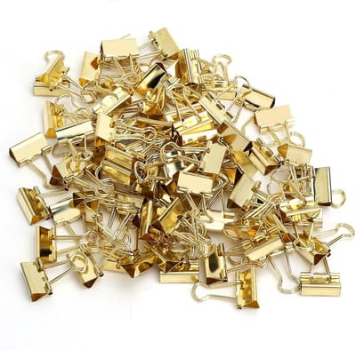 Dailygoods - APOMOONS 80 stuks metalen foldback klemmen, goud, 19 mm, voor kantoor, school en huis, bindclips, papierklemmen, multifunctionele klemmen, documentenklemmen en andere