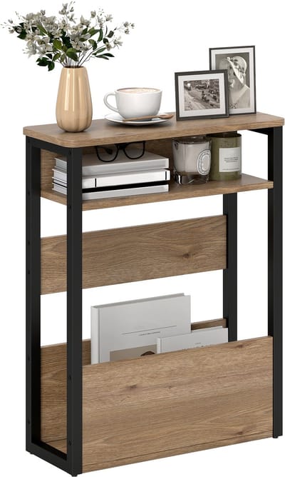 HOMCOM bijzettafel - Spaanplaat - 46x18x58,5cm - Donker walnoot