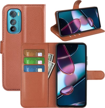 MobyDefend Hoesje - Geschikt voor Motorola Edge 30 - Kunstleren Wallet Book Case (Sluiting Voorkant) - Bruin
