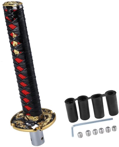 Dailygoods- Versnellingshendel Gevlochten Patroon - Pookknop - Schakelknop - Zwart/Rood - Auto Accessoire - Duurzaam Materiaal