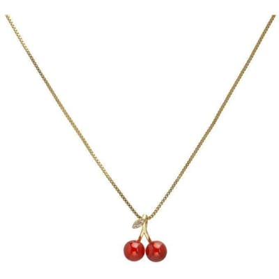 Nieuwe wijnrode kers gouden kleur hanger ketting voor vrouwen persoonlijkheid mode ketting bruiloft sieraden verjaardagscadeaus rood