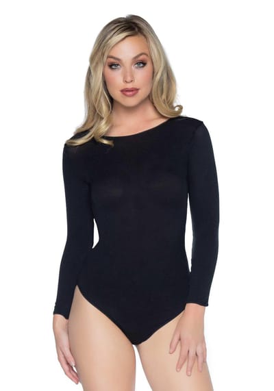 Zwarte Body Lange Mouwen Volwassenen Vrouwen Zwart Maat One size