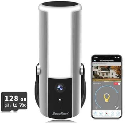 WLAN Beveiligingscamera met Wandlamp Buiten - 2K QHD Video, Bewegingsmelder en Sirene