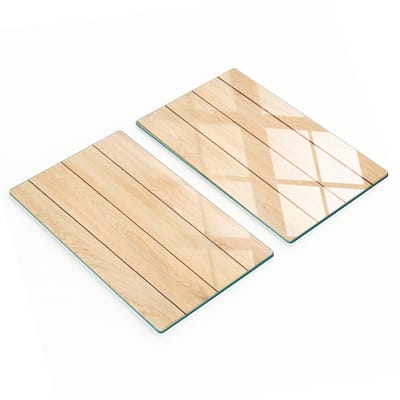 Keukenplanken van gehard glas met afbeeldingen, 2 stuks, hout, 2x30x52 cm