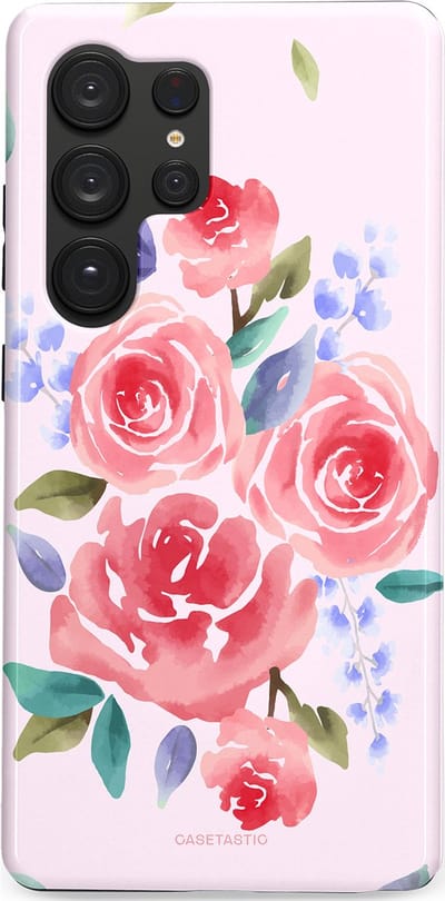 Casetastic hoesje geschikt voor Samsung Galaxy S25 Ultra - Dubbellaagse bescherming - Aquarel pracht - Fashion Case - Lichtroze Lavendel