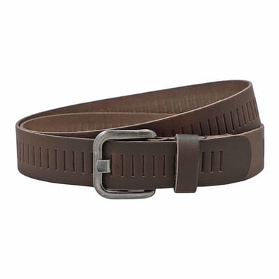 Landley Leren Geperforeerde Sleufjes Riem - Dames en Heren - Breedte 4 cm - Unisex Ceintuur - Echt Leer - Bruin - Lengte totaal 115 cm / Riemmaat 95