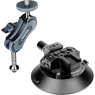 4,5 inch Camera Zuignap Mount met 360 graden Draaibare Kogelkop Arm Beugel 1/4 inch Schroef 3 kg Belasting zwart