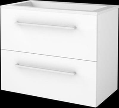Basic-Line Start 46 badkamermeubelset - 80x46cm - met grepen - 2 lades - acryl wastafel - 0 kraangaten - MDF lak Ice White
