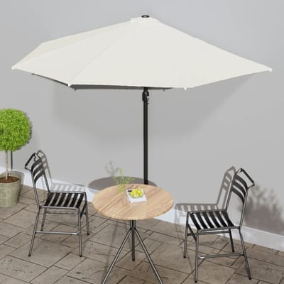 vidaXL - Balkonparasol - half - met - aluminium - paal - 300x155 - cm - zandkleurig