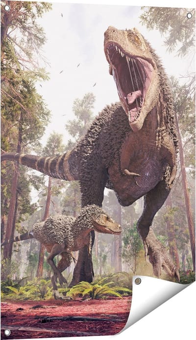 Gards Tuinposter Tyrannosaurus Rex Dinosaurus - T-Rex - 60x90 cm - Tuindoek - Tuindecoratie - Wanddecoratie buiten - Tuinschilderij