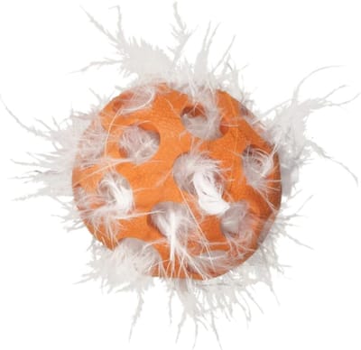 JW Cataction Feather Ball - Speelgoed voor katten - Kattenspeelgoed - Kattenspeeltje - Oranje - ø 5,5 cm