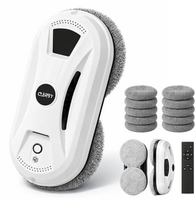 Clerby - Robot Ruitenreiniger - Dweilrobot - Ramenwasser - Robot - Anti-valtouw - met Afstandsbediening - Incl. 10x Wasbare Microvezeldoeken