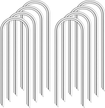 Trampoline Stakes - Grondankers Tentpennen - Trampoline Beveiligen - Verzinkt Staal U-Vorm - 8 stuks 30 cm - Zilver