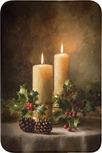 Badmat 60x90 cm - Antislip - Kaarslicht - Kerst - Veelkleurig - Badmatten voor badkamer - Badkamermat - Douchemat - Badkamer mat