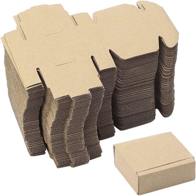 50 Stuks Kraft Kartonnen Cadeauverpakkingen Kleine Vierkante Bruine Doosjes