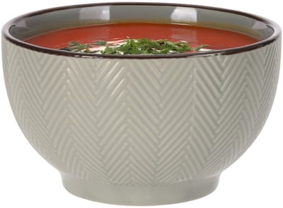 Siaki Soepkom Fishbone - lichtgrijs - 14 x 8 cm - keramiek - kommetjes/schaaltjes - 680 ml