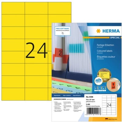 Herma printeretiketten Labels yellow 70x37 SuperPrint 2400 pcs.