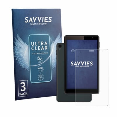 Savvies - Screenprotector voor Logicom Tab 80 8" (Voor+Camera) - Folie Beschermfolie transparant 6 Stuks
