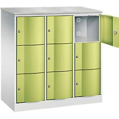 C+P Resisto lockerkast, 3 vakken, 9 vakken, B 1148 x D 540 x H 1255 mm, lichtgrijs/antracietgrijs