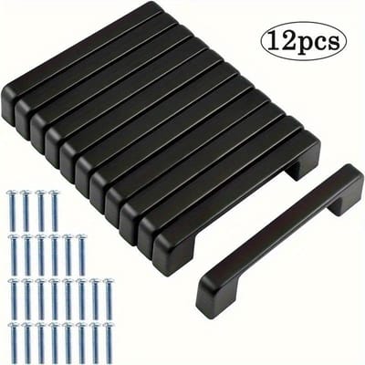 12 stuks Kastgrepen, Hart-op-Hart Afstand 96mm (3,78 inch), Duurzame Metalen Ladeknopjes, Meubelbeslag - Corrosiebestendig, Veelzijdig, Met Schroeven 12-Pack zwart