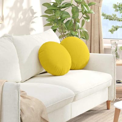 vidaXL - Zitkussens - 2 - st - Stof - Licht - Geel - Ø40 - x - 13 - cm