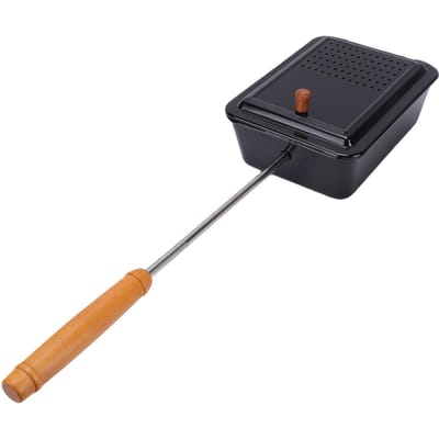 Kampeer Popcorn Maker 3,5 Quart Outdoor Popcorn Machine met Houten Handvat voor Achtertuin Vuurplaats Kooktoestel Zwart zwart