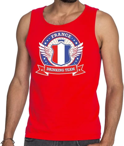 Rood France drinking team tanktop / mouwloos shirt rood heren - Frankrijk kleding S