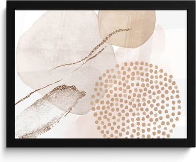 Poster in lijst - Fotolijst 40x30 cm - Posters - Watercolor - Beige - Pastel - Modern - Abstract - Posterlijst zwart - Wanddecoratie badkamer - Muurdecoratie WC - Decoratieve accessoires - Toilet muur decoratie