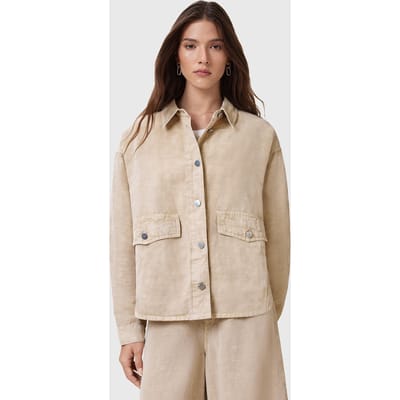 AllSaints Hettie Shacket Sand Brown Taglia: L | Sovracamicie Outlet | Donna | Marrone