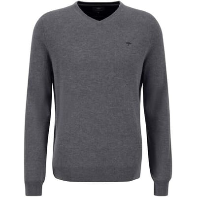 Fynch-Hatton Trui V-Neck Merino Cashmere Steel / male