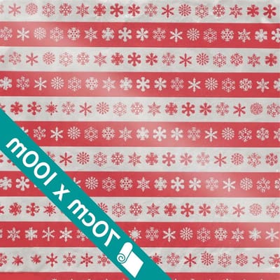 Kerstcadeaupapier Rol - Inpakpapier Feestelijk - Geschenken Versieren - Hoge Kwaliteit Papier - 70 cm x 100 m - Rood Wit