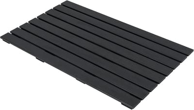 COSTWAY Vloerelement voor zonnedouche, WPC bodemplaat voor tuindouche, zwembadladder of zwembad, antislip, 100 x 60 x 2,5 cm, zwart