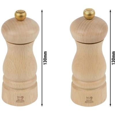 (6 stuks) PEUGEOT CLERMONT - Zout & Peper Molen - Hout - Natuurlijk - Hoogte: 130mm
