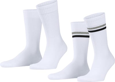 Esprit Tennis Stripe 2-Pack gedessineerd katoen multipack sokken heren wit - maat 39-42