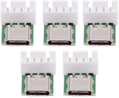 Dailygoody - USB C DIY Connector - 5pcs 4 Pin Solder Adapter - USB 2.0 Type C - Geschikt voor montage - Set van 5 - Robuuste kwaliteit - Connector