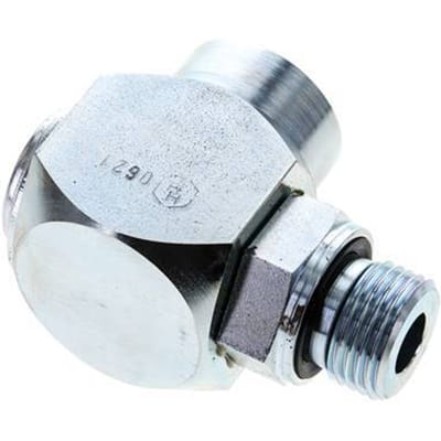G 1/2'' M/F Verzinkt Stalen Elbow 90deg Draaidoorvoer Hoge druk 400 Bar - Hydrauliek - FL2E-MF-EZN-012G-R
