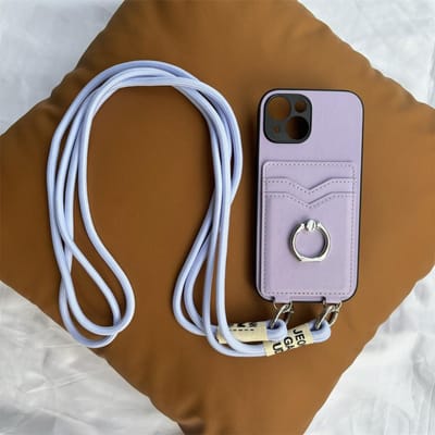 Crossbody Koord Ketting Lanyard Lederen Hoesje Voor OPPO Reno 12 11 10 Pro Reno 11F 5g Kaartsleuf Ringhouder Stand Cover For Reno 10 Pro 5g&Case & Strap black