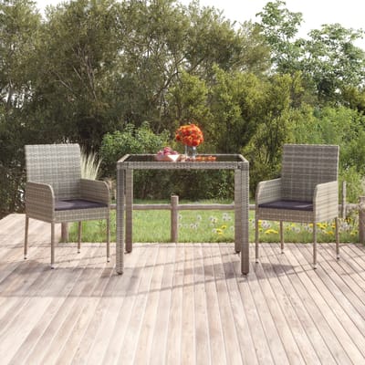 vidaXL - Tuinstoelen - 2 - st - met - kussens - poly - rattan - grijs