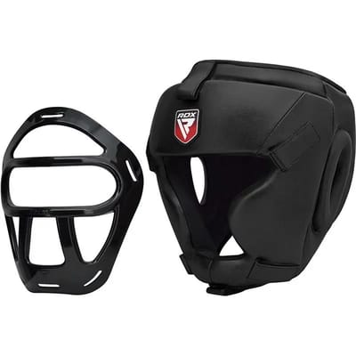 RDX Sports T1 Hoofdbeschermer Met Verwijderbare Gezichtskooi Zwart - Small - Kleur: Zwart - Boksen - Boks Bescherming - Bokshelm