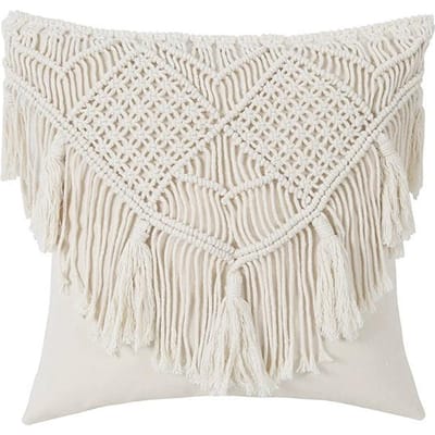 Macramé Kussensloop - Set van 2 Boho Kussensloop 100% Katoen Decoratieve Kwastjes Kussensloop Boho Woondecoratie 45x45cm