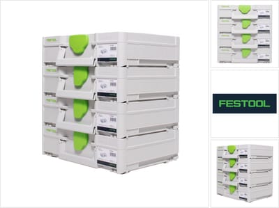 Festool Systainer-set 4x SYS3 M 112 ( 4x 204840 ) 7,7 liter 396x296x112 mm gereedschapskoffer koppelbaar