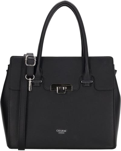 Charm London Soho Handtas Dames - Schoudertas met telefoonvak - Tas van Imitatieleder met ritssluiting - Zwart