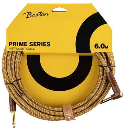 Boston GCRT-60A Prime Series Yellow Tweed Gitaarkabel Recht-Haaks 6 Meter