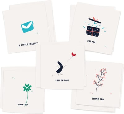 VOOR JOU - Set 10 gevouwen luxe wenskaarten inclusief envelop - ansichtkaarten - bedankt - good luck - zomaar - lots of love - cadeau - 5 verschillende designs